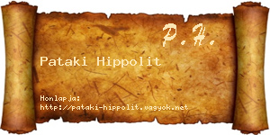 Pataki Hippolit névjegykártya